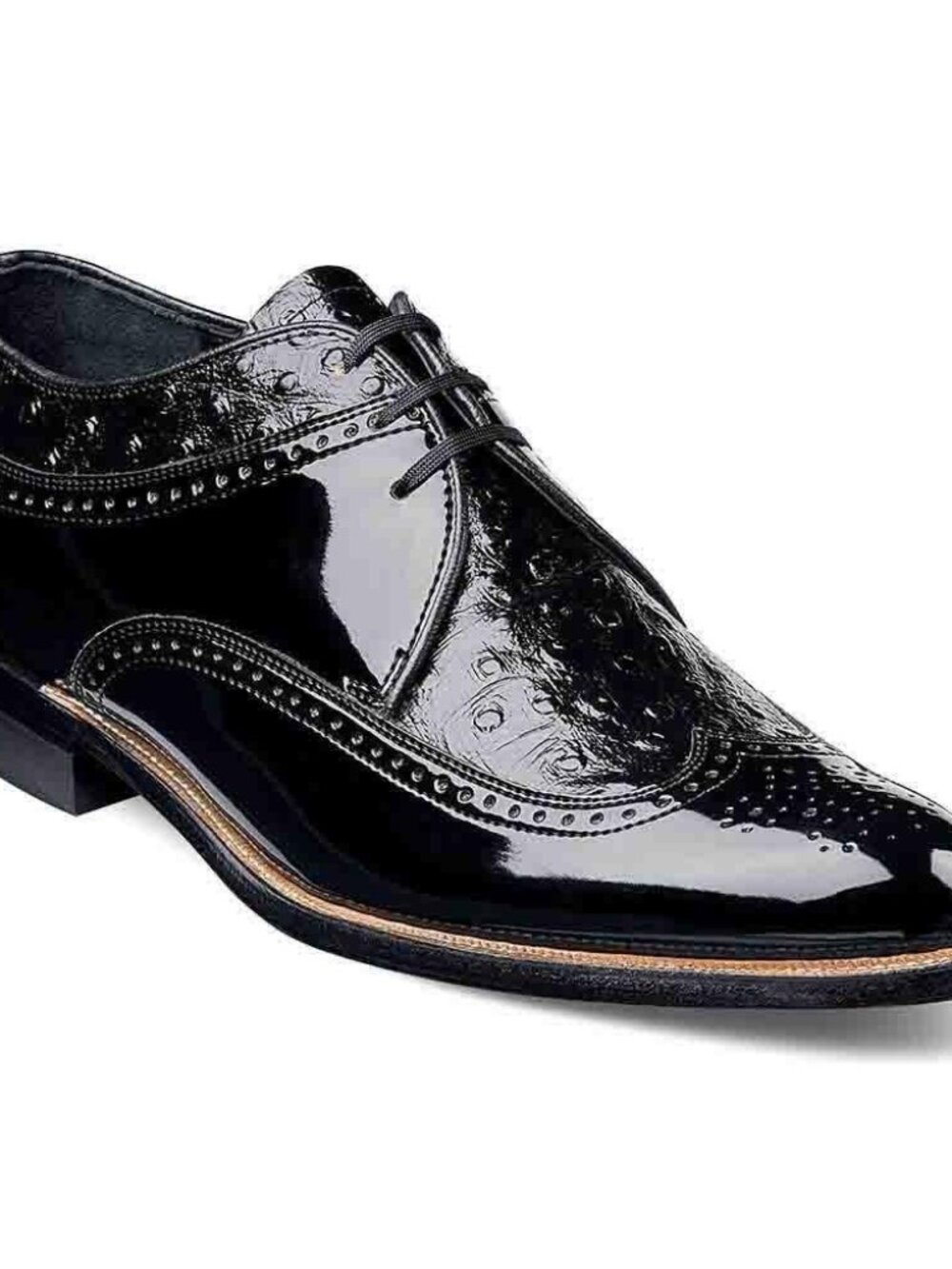 Stacy Adams Men’s Dayton Ostrich Wingtip Oxford Shoes Black Size 8 $155 Value